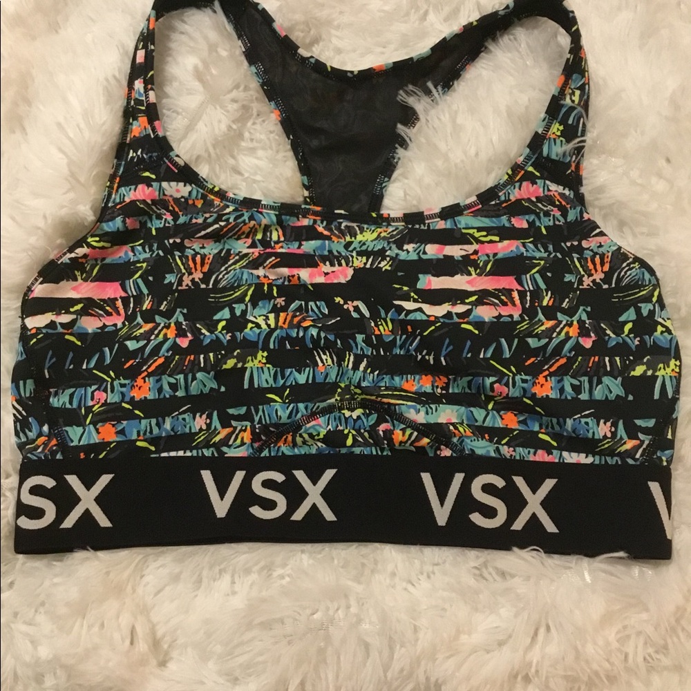 Victoria’s Secret Tropical Print Racerback VSX Sports Bra Size La…